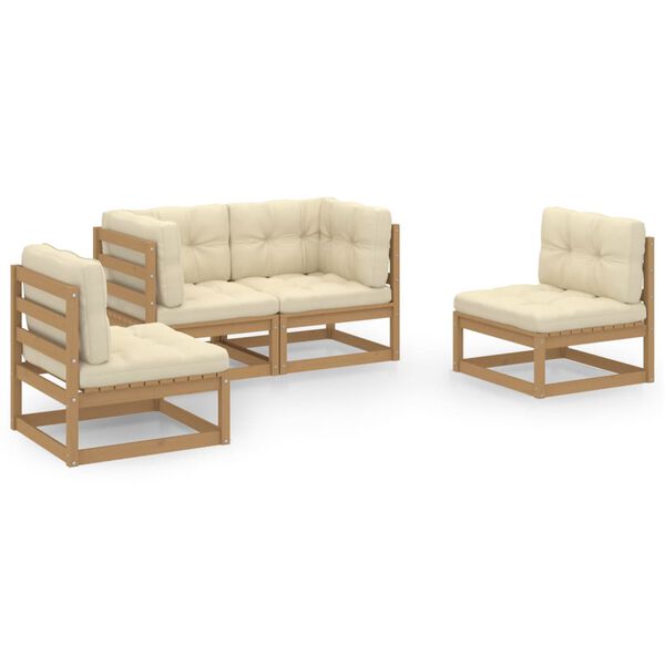 vidaXL Garden Lounge Set Honey brown, Cream