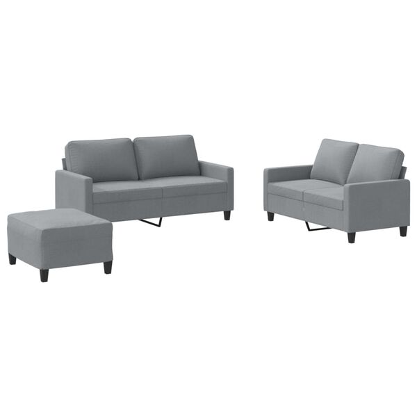 vidaXL Sofa Set Light Grey Polyester, Metal, Textilene, Plywood 2-Seater