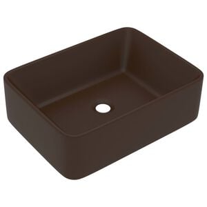 vidaXL Luxury Wash Basin Matt Dark Brown 16.1x11.8x4.7" Ceramic