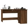 vidaXL Corner Desk Brown Oak Engineered Wood Medium Sliding Components