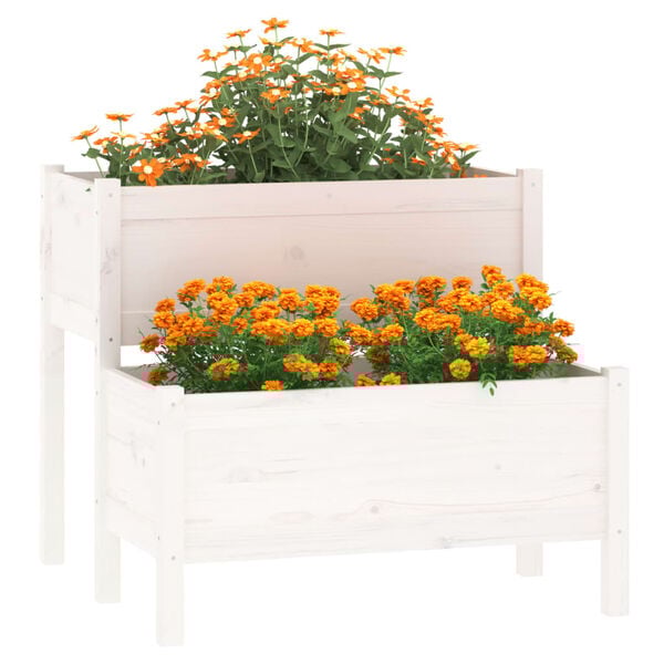 vidaXL Planter White Solid Pine Wood Large Planters Planter