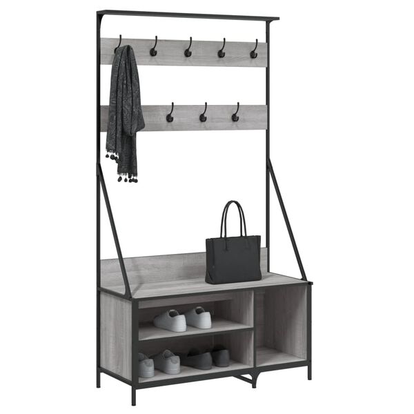 vidaXL Clothes Rack Grey Sonoma Engineered Wood, Metal Medium