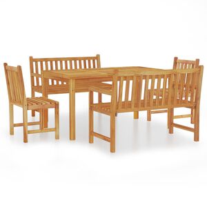 vidaXL Garden Dining Set Natural Teak Solid Teak Wood Medium