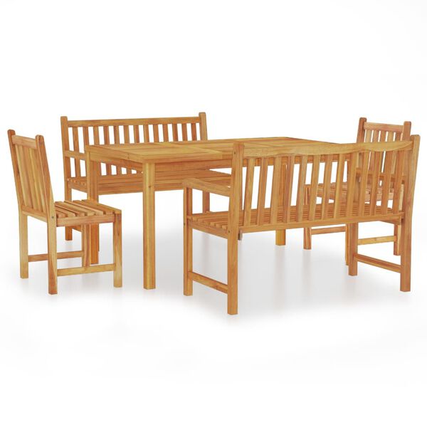 vidaXL Garden Dining Set Natural Teak Solid Teak Wood Medium