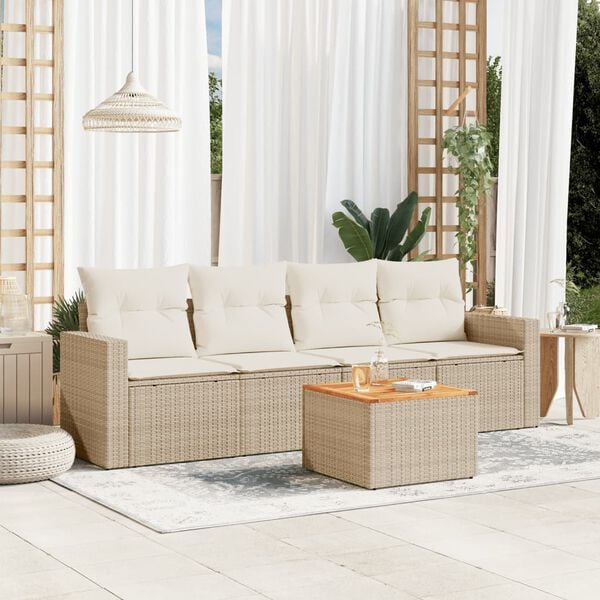 vidaXL Garden Sofa Set Beige and Cream White