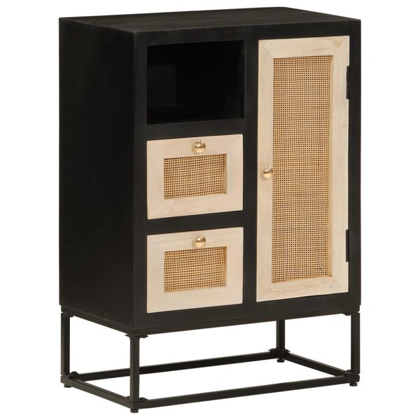 vidaXL Sideboard Black and Natural Wood Solid Mango Wood and Iron Medium