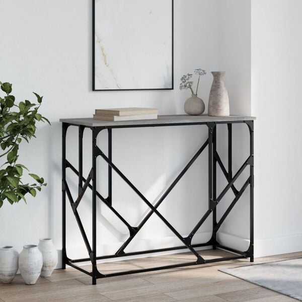 vidaXL Console Table Grey Sonoma Engineered Wood, Metal Medium