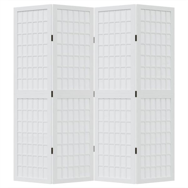 vidaXL Room Divider 4 Panels White Solid Wood Paulownia