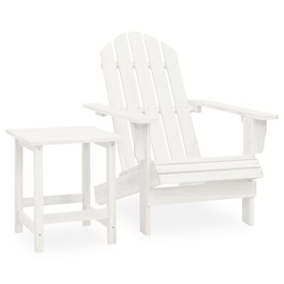 vidaXL Patio Adirondack Chair with Table Solid Fir Wood White