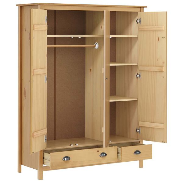 vidaXL Wardrobe Honey brown Solid pine wood Medium Wardrobe