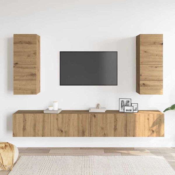 vidaXL TV Cabinet Set Set of 4 Artisan Oak Engineered Wood Large