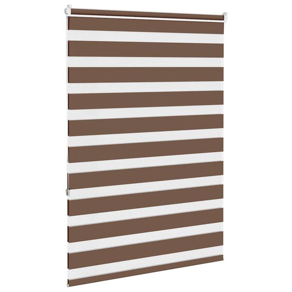 vidaXL Zebra Blind Brown 100% Polyester; Aluminum top rail 39.4 x 59.1 in