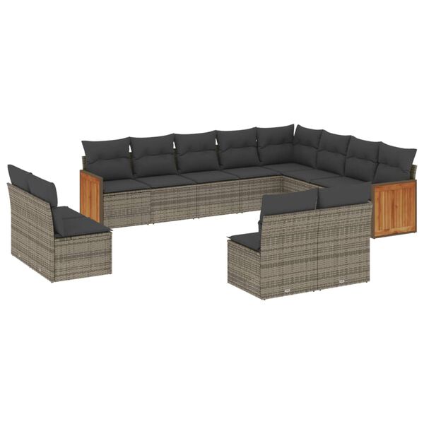 vidaXL Garden Sofa Set Grey, Dark Grey