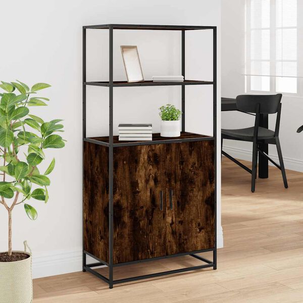 vidaXL Highboard Smoked oak Engineered wood, metal Tall Highboard