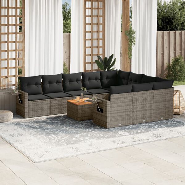 vidaXL Garden Sofa Set Black