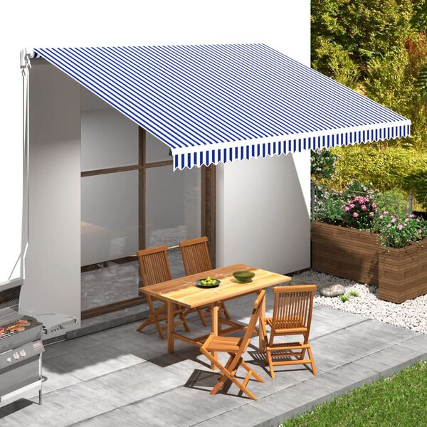 vidaXL Awning Blue and White Polyester with PU coating 14.8'x 9.8'