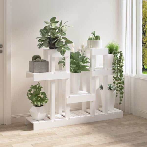 vidaXL Plant Stand White 41.1x9.8x30.5" Solid Wood Pine