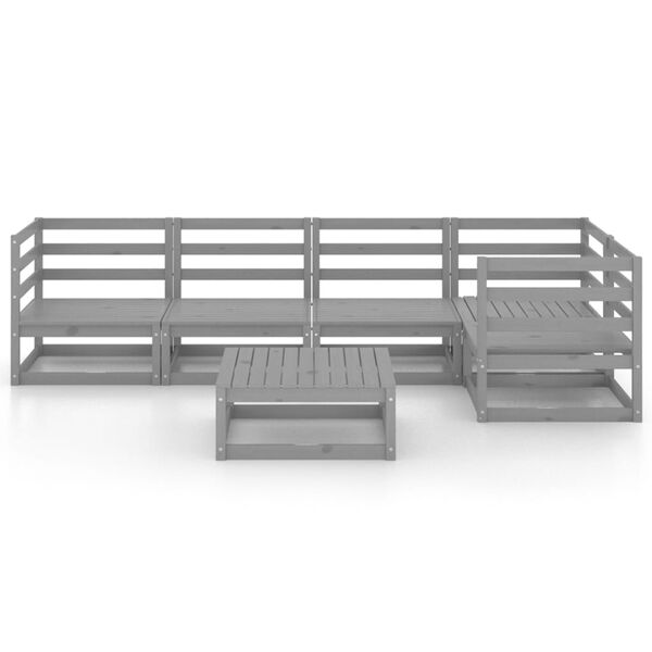 vidaXL Garden Lounge Set Grey Solid pinewood 6 Piece Set Modular