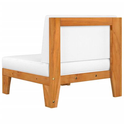 vidaXL Sectional Corner Sofa & Cream White Cushions Solid Acacia Wood