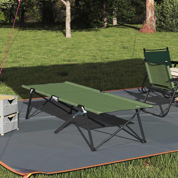 vidaXL Folding Camping Bed Folding Green 81.10 x 29.92 x 29.13 in