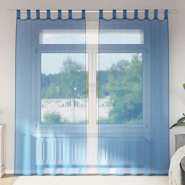 vidaXL Voile Curtains with Rod Pockets 2 pcs Royal Blue
