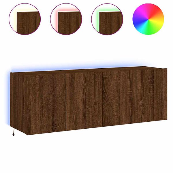 vidaXL TV Wall Cabinet Set of 2 Brown Oak Engineered Wood