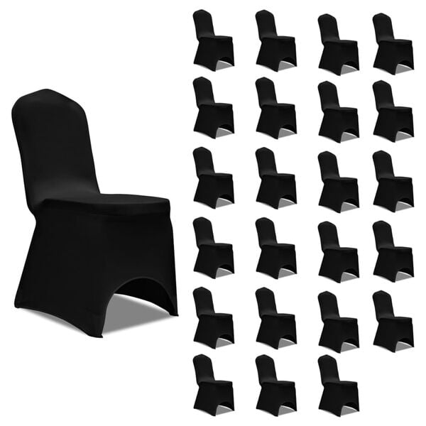 vidaXL Chair Cover Set of 24 Black 90% Polyester, 10% Elastane Universal