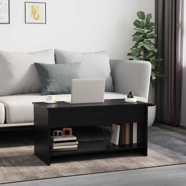 vidaXL Coffee Table Black Engineered Wood Medium Coffee Table