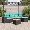 vidaXL 6 Piece Patio Sofa Set with Cushions Black Poly Rattan