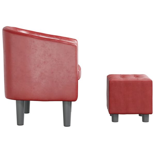 vidaXL Tub Chair with Footstool Wine Red Faux Leather