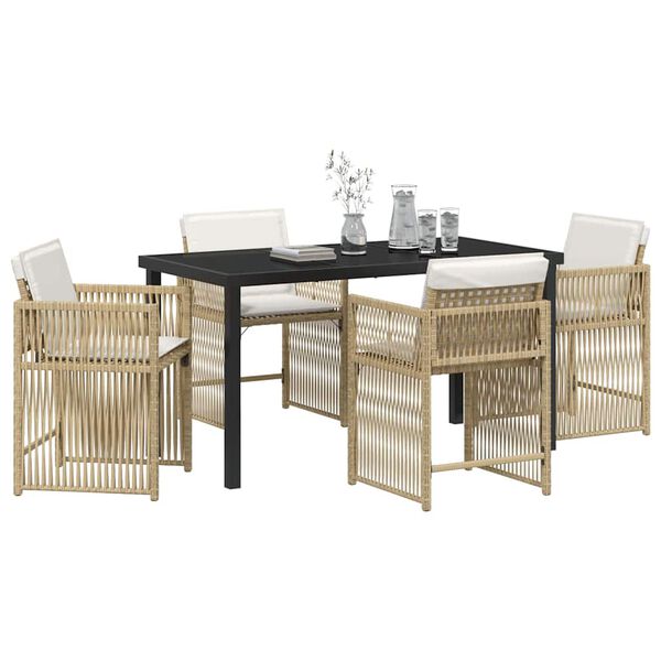 vidaXL Garden Dining Set 5 pcs Beige Poly Rattan