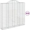 vidaXL Gabion Basket Set of 10 Silver Galvanized iron Large