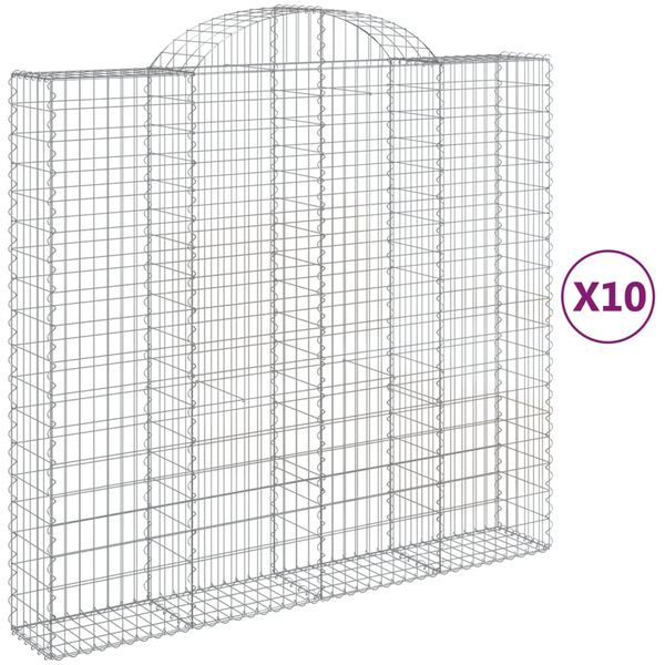 vidaXL Gabion Basket Set of 10 Silver Galvanized iron Large