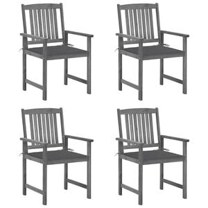 vidaXL Garden Chair Set of 4 Grey Solid Acacia wood Standard Tough