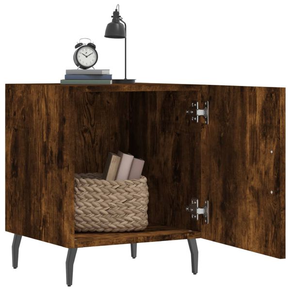 vidaXL Bedside Cabinet Smoked oak Engineered wood, iron, aluminum