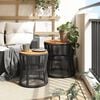 vidaXL Garden Side Table Black and brown PE rattan 2 pcs Stackable