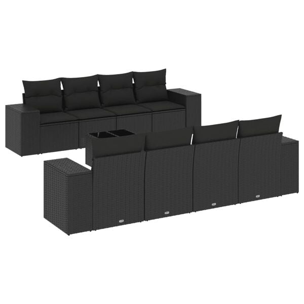 vidaXL Garden Sofa Set Black PE rattan Large Modular Garden Sofa Set