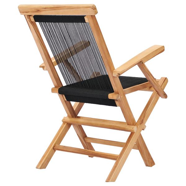 vidaXL Garden Chair Set of 2 Black with wooden frame