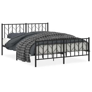 vidaXL Bed Frame Black Powder-Coated Steel King Size Bed Frame