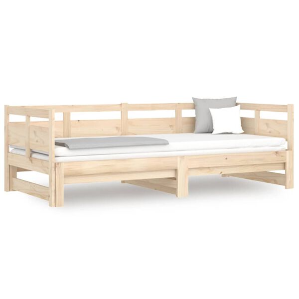 vidaXL Pull-out Day Bed Pine wood color Solid pine wood Double