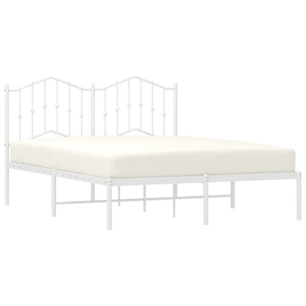 vidaXL Bed Frame White Powder-Coated Steel Double Bed Frame