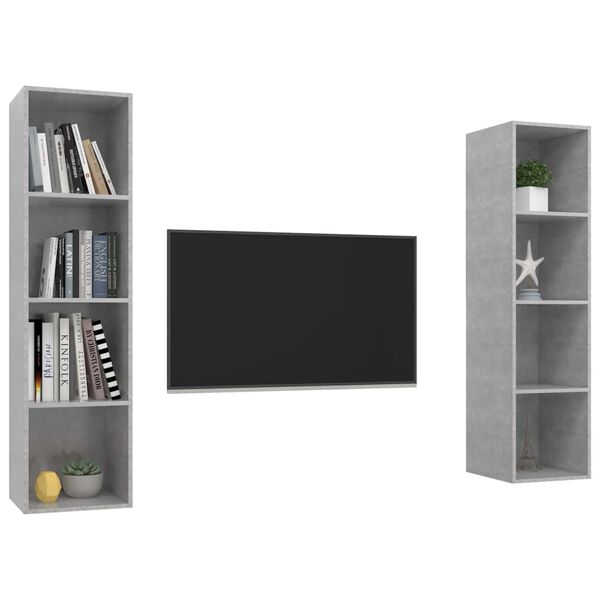 vidaXL Wall-mounted TV Stands 2 Pcs Concrete Gray Engineered Wood