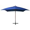 vidaXL Hanging Garden Parasol Azure Blue Polyester, Fir Wood, Bamboo Large