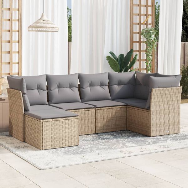 vidaXL Garden Sofa Set Beige Poly Rattan Large Modular Garden Sofa Set