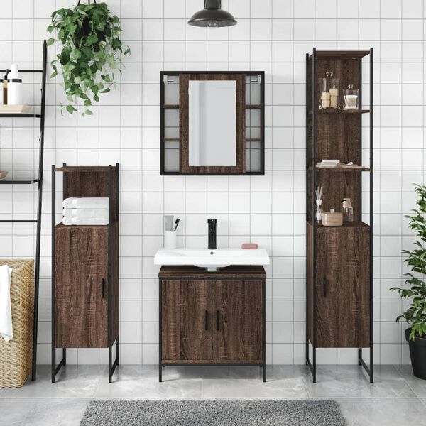 vidaXL Bathroom Cabinet Set Brown oak
