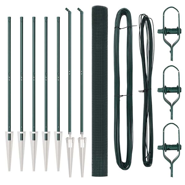 vidaXL Fence with Posts Green 59.1" x 393.7" Steel