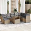 vidaXL Garden Sofa Set Beige Poly Rattan Large Adjustable Armrests