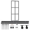vidaXL Sliding Door with Hardware Set ESG Glass&Aluminium 29.9x80.7"(151011+145263)