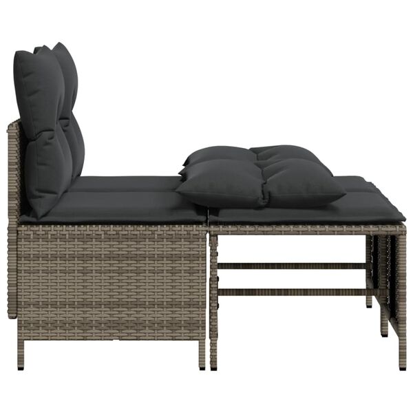 vidaXL Garden Sofa Set Grey Poly rattan Medium Removable Covers
