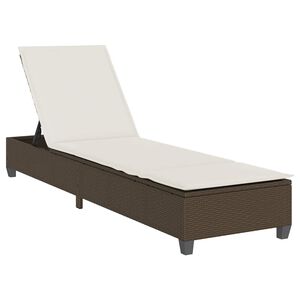 vidaXL Sun Lounger with Cushions Brown 55x200x25,5cm Poly Rattan